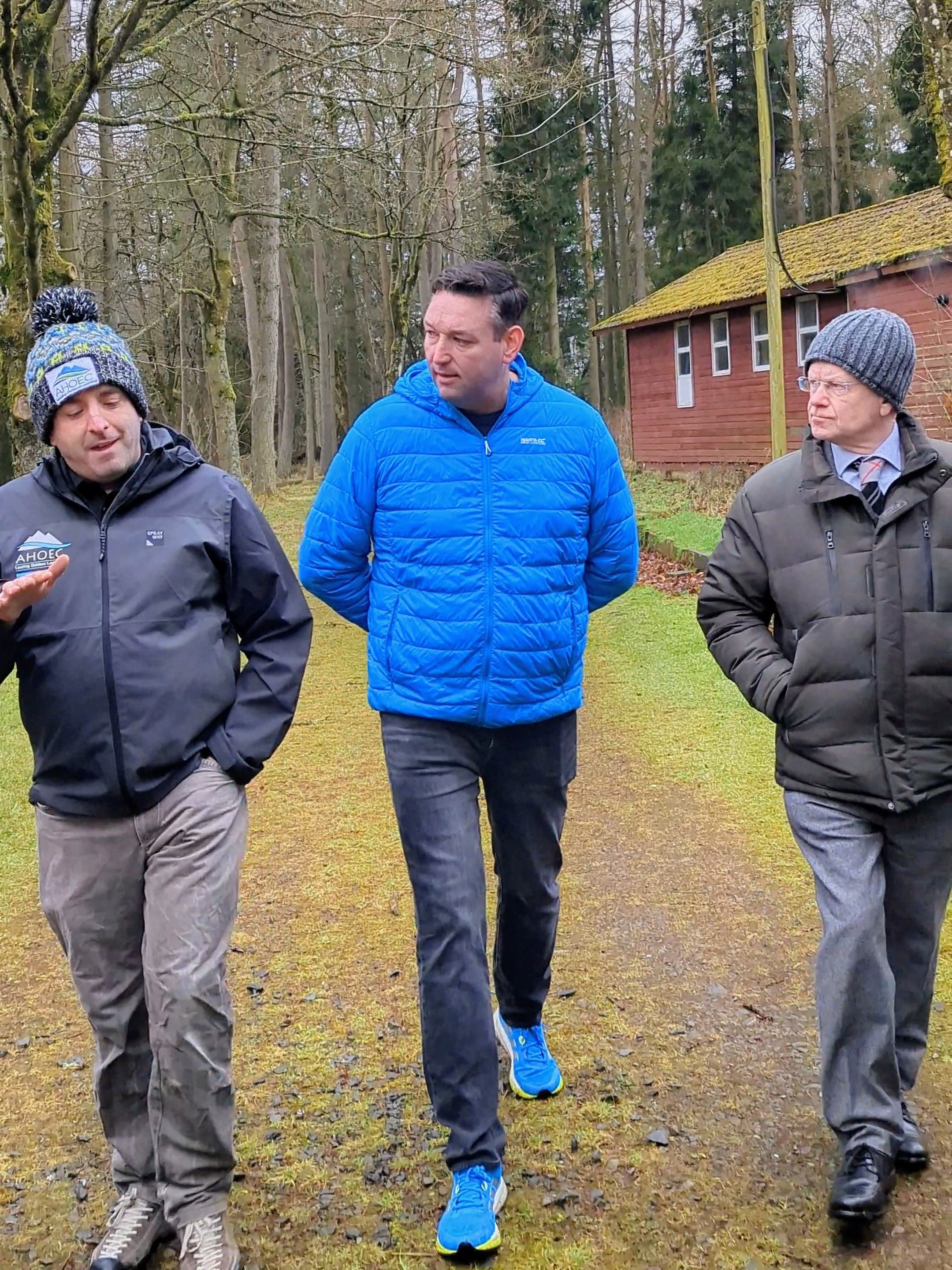 Miles Briggs MSP and John Mason MSP learning about the residential outdoor education delivered at Broomlee Outdoor Education Centre.